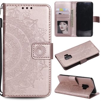 Imprint Butterfly Flower Läderplånboksfodral till Samsung Galaxy S9 SM-G960
