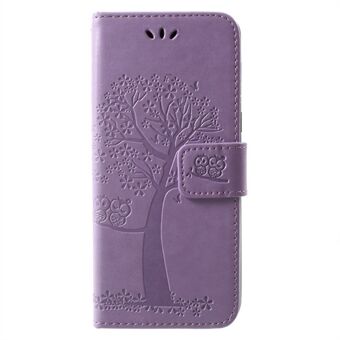 Imprint Tree and Owls Wallet PU-läderfodral för Samsung Galaxy A8 (2018)