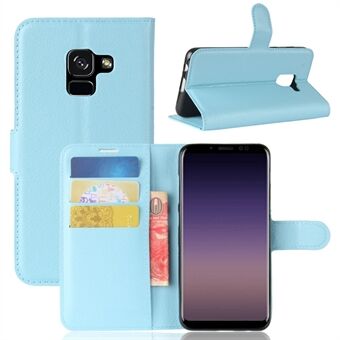 Litchi Skin PU Läder Stand Phone Shell för Samsung Galaxy A8 (2018)