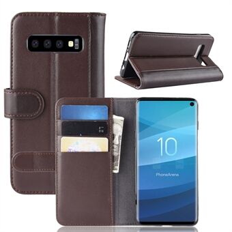 Split Leather Wallet Stand Cell Phone Case for Samsung Galaxy S10 with Magnetic Clasp Closure