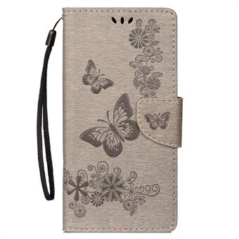 För Samsung Galaxy S10 Imprint Butterfly Flower Wallet Läderfodral