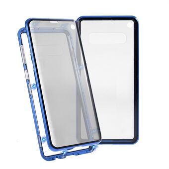 Anti-peep magnetisk installation metallram + skyddsfodral i härdat glas [utan upplåsning av fingeravtryck] för Samsung Galaxy S10