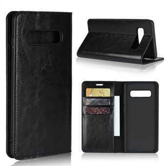 Crazy Horse äkta läderfodral med plånbok till Samsung Galaxy S10 Plus - Svart
