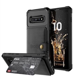 For Samsung Galaxy S10 Plus PU Leather Coated TPU Wallet Kickstand Mobile Shell (Built-in Magnetic Sheet)