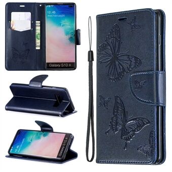 Imprint Butterfly Leather Cover Wallet Phone Case for Samsung Galaxy S10 Plus