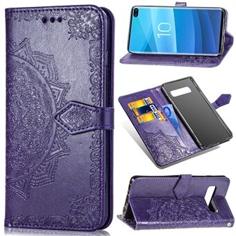 Präglat Mandala Flower Wallet Stand Telefonskyddsfodral för Samsung Galaxy S10 Plus
