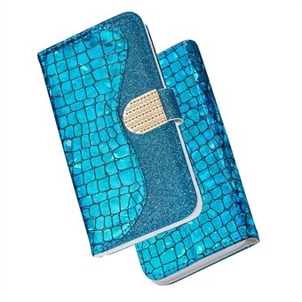 Crocodile Skin Glittery Powder Splicing Wallet Läderfodral till Samsung Galaxy A40