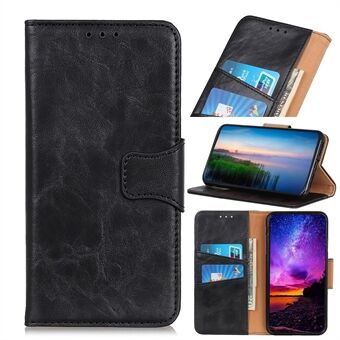 Crazy Horse Split Leather Wallet Stand Mobile Hölje Skal till Samsung Galaxy A20e