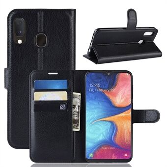 Litchi Texture Wallet Stand Läderskyddande telefonfodral till Samsung Galaxy A20e