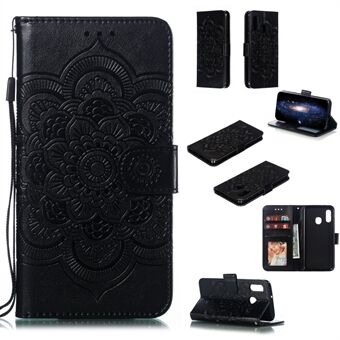 Imprint Mandala Flower Stand Plånbok Läderfodral till Samsung Galaxy A20e