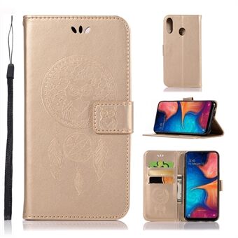 Imprinted Dream Catcher Owl Leather Plånboksfodral till Samsung Galaxy A20e