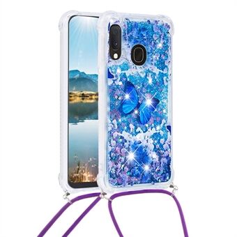 Mönstertryckt Quicksand Glitter Paljetter TPU Telefonfodral Skydd med rem för Samsung Galaxy A20e / A10e