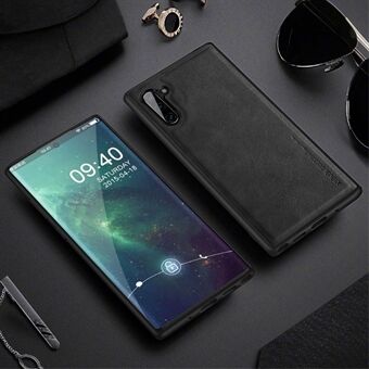 X-LEVEL Vintage Style PU Leather Coated TPU Phone Shell for Samsung Galaxy Note 10/Note 10 5G - Black