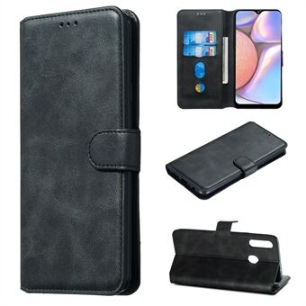 För Samsung Galaxy A20s enfärgat skyddande plånboksfodral i läder