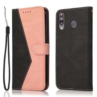 Tvåfärgad skarvning Fullt skydd PU-läder plånbok Telefonfodral Skal med Stand för Samsung Galaxy A20s