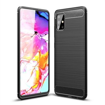 Carbon Fiber Texture Brushed TPU Case for Samsung Galaxy A51, Heavy Duty Shockproof Phone Protector