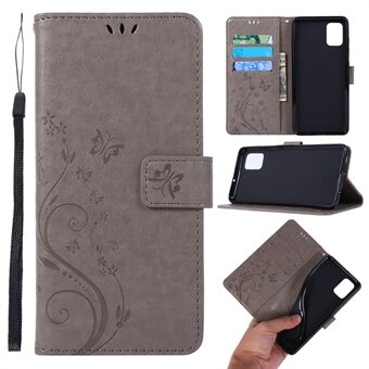 Imprint Butterflies Wallet Stand Flip Leather Phone Shell för Samsung Galaxy A51