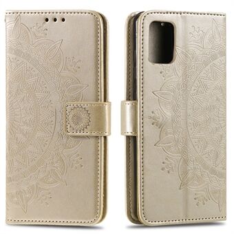 Imprinted Mandala Flower PU-läderfodral Flip Stand Plånboksfodral med rem för Samsung Galaxy A51 4G