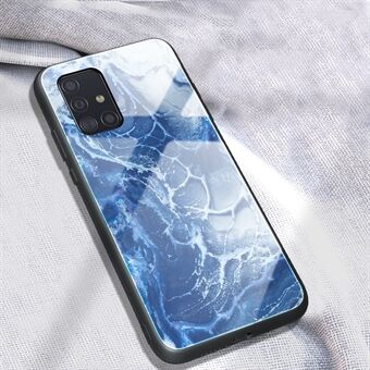 Marmorstruktur Härdat glas baksida + TPU combo skal för Samsung Galaxy A51