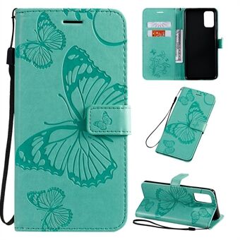 Butterfly Imprint Läder Snyggt fodral till Samsung Galaxy S20 Plus