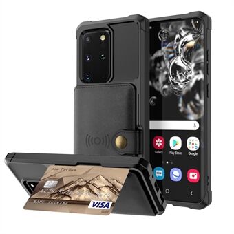 Plånbok Kickstand Läderbelagt TPU-fodral Inbyggt magnetiskt ark för Samsung Galaxy S20 Plus/ S20 Plus 5G - Svart