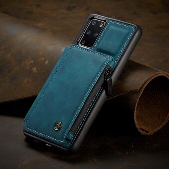 CASEME C20 Zipper Pocket Card Slots PU-läderbelagd TPU-telefonskal för Samsung Galaxy S20 Plus