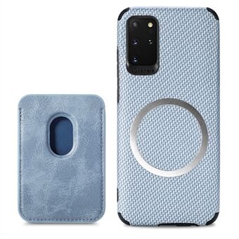 For Samsung Galaxy S20 Plus/Plus 5G PU Leather Coated TPU + PVC Phone Case Detachable Card Holder Carbon Fiber Texture Anti-fingerprint Case Cover