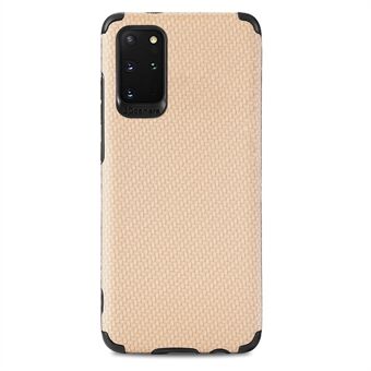 For Samsung Galaxy S20 Plus 5G/4G Cell Phone Cover Fiber Texture PU Leather Coated TPU + PVC Anti-fingerprint Protective Case