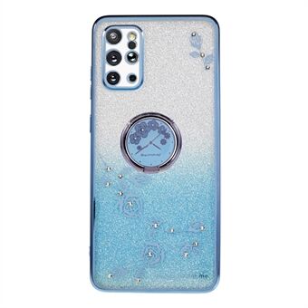 För Samsung Galaxy S20 Plus 5G / 4G TPU telefonfodral Blommönster Glitter Gradient Rhinestone Telefon Kickstand Cover