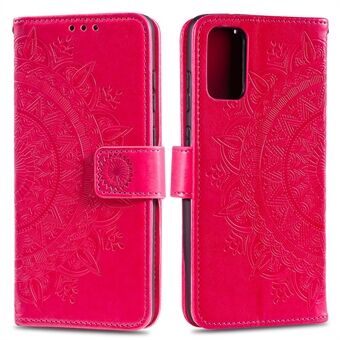 Imprint Flower Leather Wallet Case för Samsung Galaxy S20