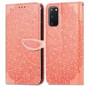 For Samsung Galaxy S20 4G/5G Smartphone Case Bag Stand Design Imprinted Dream Wings Pattern TPU+PU Leather Wallet Flip Cover with Strap