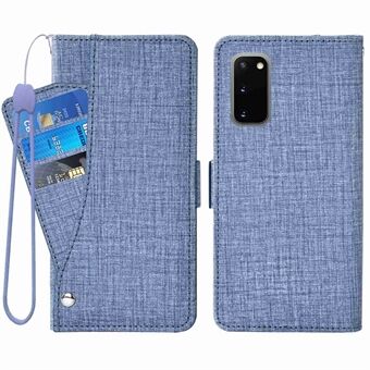 För Samsung Galaxy S20 4G / 5G Jean Cloth Texture Roterande kortplats PU-läderfodral Stand Telefonskydd