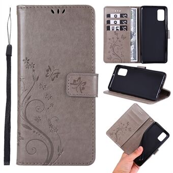 Imprint Butterflies Wallet Stand Flip Leather Phone Shell för Samsung Galaxy A41 (Global version)
