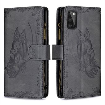 Dragkedja ficka design tryckt fjäril mönster plånbok Stand läder telefon skal skal för Samsung Galaxy A41 (global version)