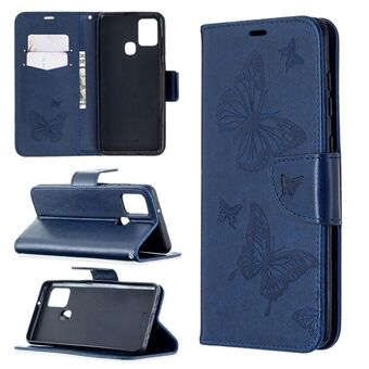 Imprint Butterfly Läder plånboksfodral för Samsung Galaxy A21s
