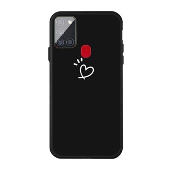 Heart Pattern Decor Matt TPU Telefonfodral Skal för Samsung Galaxy A21s