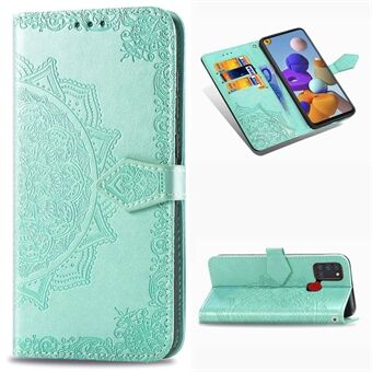 Embossed Mandala Flower Leather Case with Wallet Stand for Samsung Galaxy A21s
