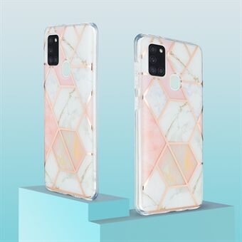 Electroplating Marble Pattern Splicing IML IMD Soft TPU Phone Cover Case for Samsung Galaxy A21s