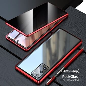 Magnetisk metallram + dubbelsidigt härdat glas Anti-peep-skal för Samsung Galaxy Note20 4G/5G
