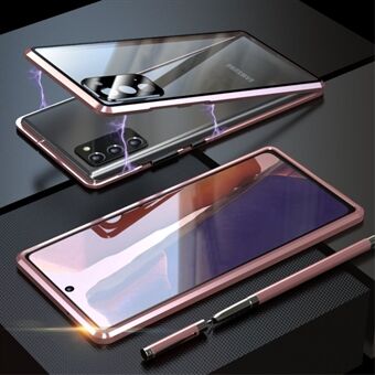 För Samsung Galaxy Note20/Note20 5G magnetisk installation Metallram + skyddande bakstycke i härdat glas med linsskydd
