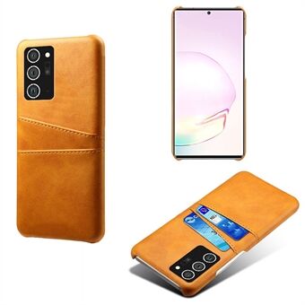 Hard Cover Double Card Slots PU Leather Coated Plastic Phone Shell for Samsung Galaxy Note20 Ultra/20 Ultra 5G