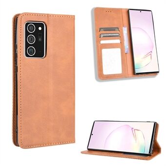 Auto-absorberad PU läder skal plånbok retro skal för Samsung Galaxy Note20 Ultra / 20 Ultra 5G