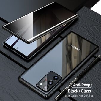 Magnetisk metallram + dubbelsidigt härdat glasfodral Anti-peep-skal för Samsung Galaxy Note20 Ultra/Note20 Ultra 5G