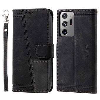 For Samsung Galaxy Note20 Ultra 4G/5G TTUDRCH 004 Skin-touch Leather Splicing Wallet Flip Cover RFID Blocking Protection Folding Stand Folio Cover with Strap