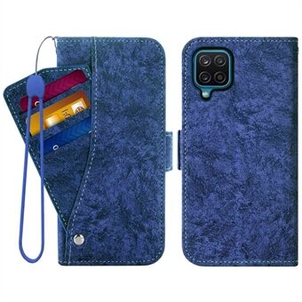 För Samsung Galaxy A42 5G PU Läder Roterande kortplatser Flip Cover Vattenfärgad målning Textur Stand Dubbla magnetlås Plånboksfodral