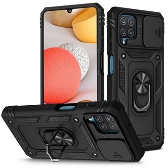För Samsung Galaxy A42 5G telefonskydd Ring Stativ Multipelskydd Mobiltelefonfodral Korthållare med skjutbart kameralock