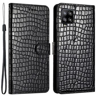 För Samsung Galaxy A42 5G Book Style Crocodile Texture Telefonfodral Läderfodral Stand plånbok med handrem