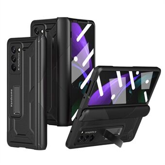 För Samsung Galaxy Z Fold2 5G Kickstand Vikbart telefonfodral Magnetisk gångjärn Helt skyddande skydd med skärmskydd i härdat glas