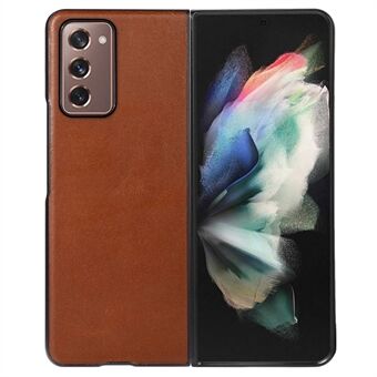 For Samsung Galaxy Z Fold2 5G Crazy Horse Texture Phone Case Genuine Cowhide Leather Coated PC + TPU Folding Cover