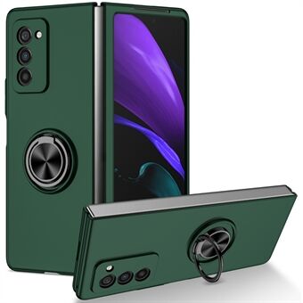 For Samsung Galaxy Z Fold2 5G Anti-scratch Hard PC Rotating Metal Ring Kickstand Phone Case Folding Shockproof Cover